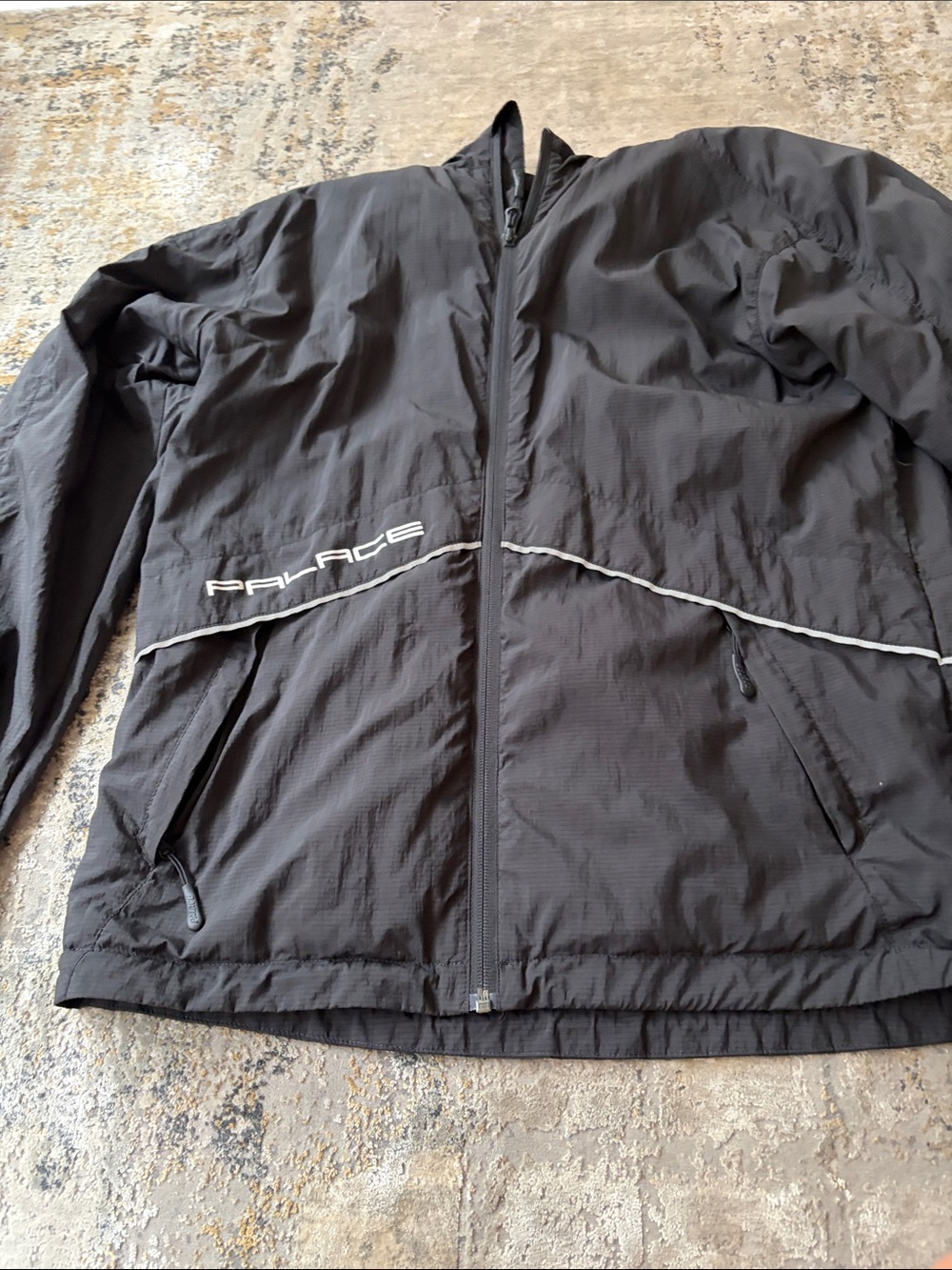 PALACE Black Men's Reflective-Trim Windbreaker Jacket